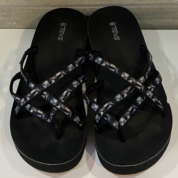 Teva Mandalyn Wedge Sandal-Women's Size 11-Blue & Black straps - Picture 10 of 14